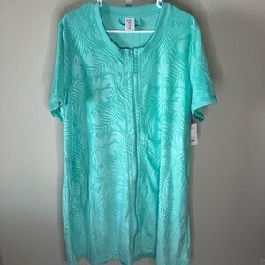 Croft & Barrow Aqua Zip-Up Short Robe